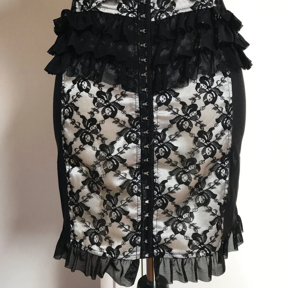 Lip Service Vintage Vaudeville Vamps Gothic Victorian Lace & Mesh Dress XS - Picture 8 of 8